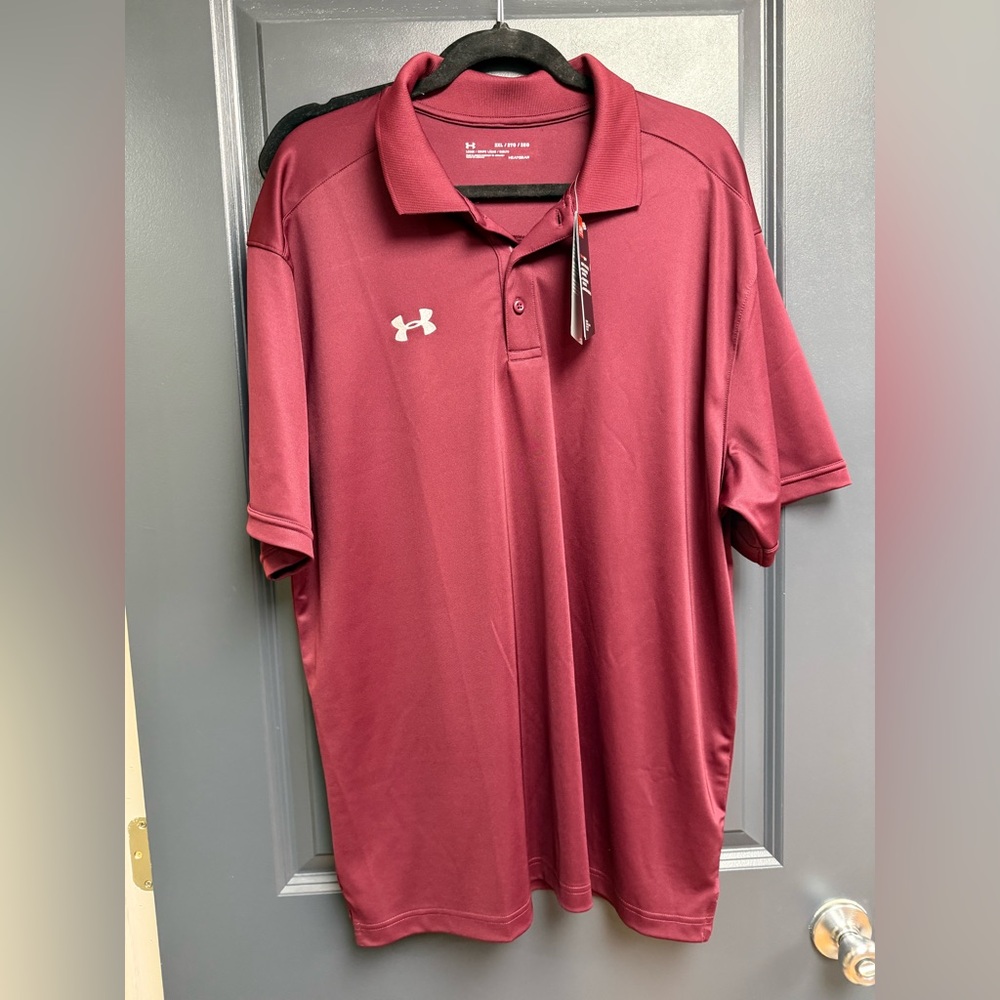 NWT Men’s Under Armour Tactical Performance 2.0 HeatGear Maroon Polo Shit (2XL)